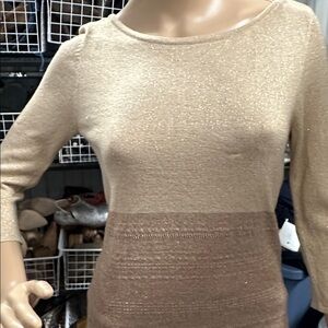 White House Black Market Gold and Brown Sweater Dress